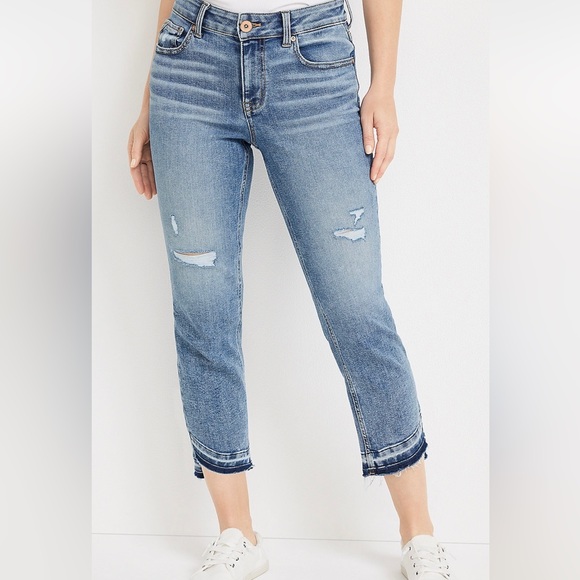 Maurices Denim - Maurices edgely™ Size 6 Cropped Straight High Rise Slant Hem Jean Capri